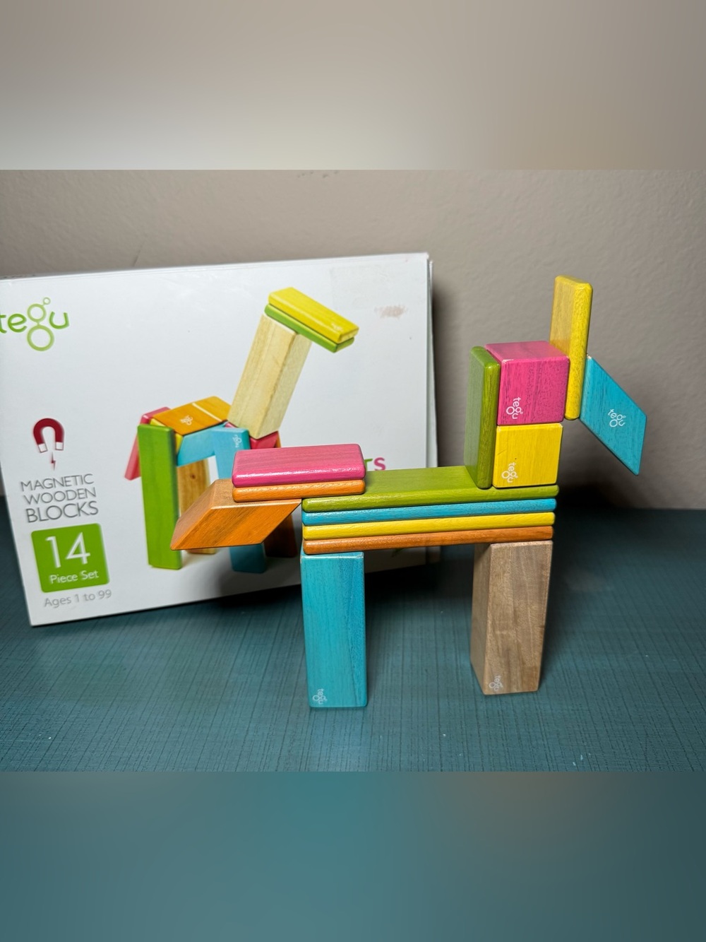 Tegu 14 pieces magnetic wooden blocks